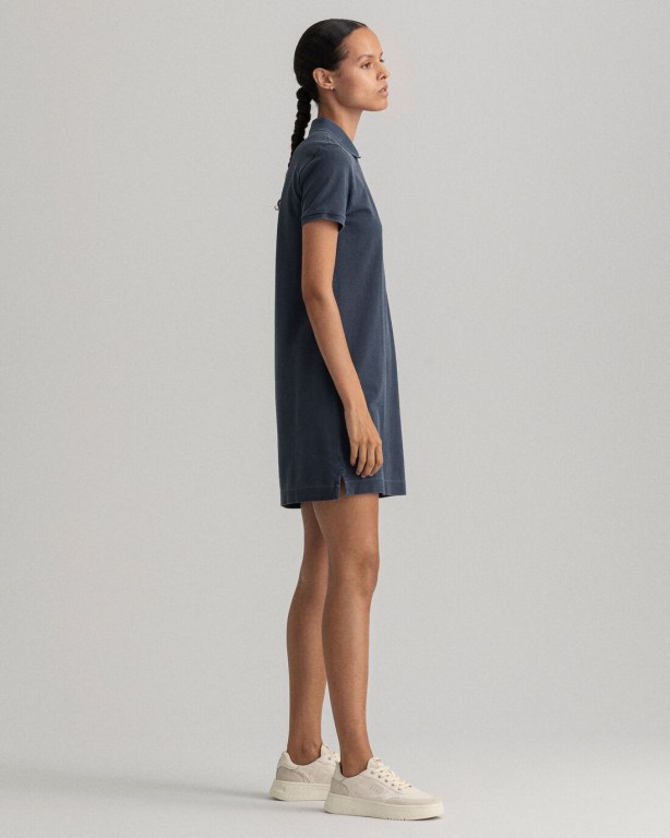 Gant Sunfaded Piqué Polo Women's Dresses Blue | T9iT4yBboBw