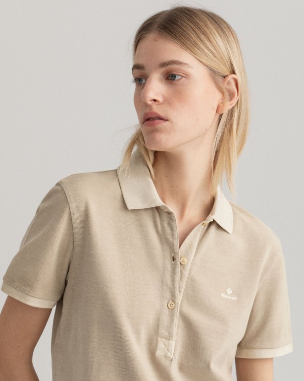 Gant Sunfaded Piqué Women's Polos Beige | G4hca4z7oFT