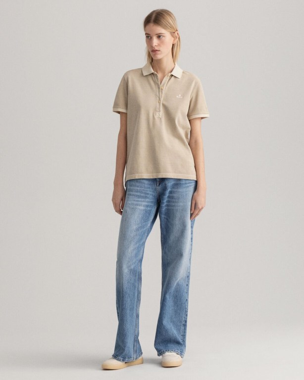 Gant Sunfaded Piqué Women's Polos Beige | G4hca4z7oFT