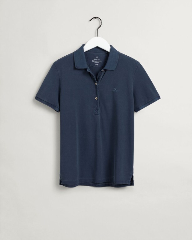 Gant Sunfaded Piqué Women's Polos Blue | 46DNySu2Rp0