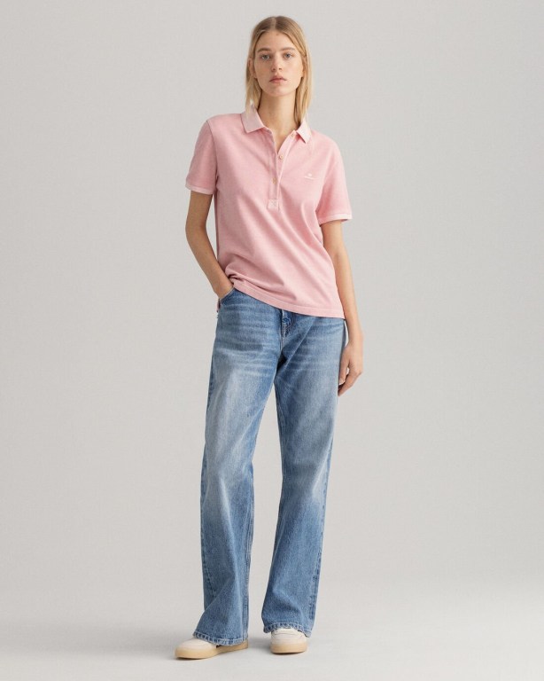 Gant Sunfaded Piqué Women's Polos Pink | O5whRpHDE8F