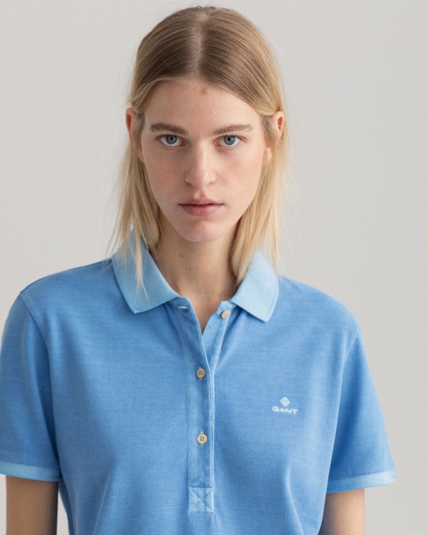 Gant Sunfaded Piqué Women's Polos Silver Blue | Zr2YWppYITf