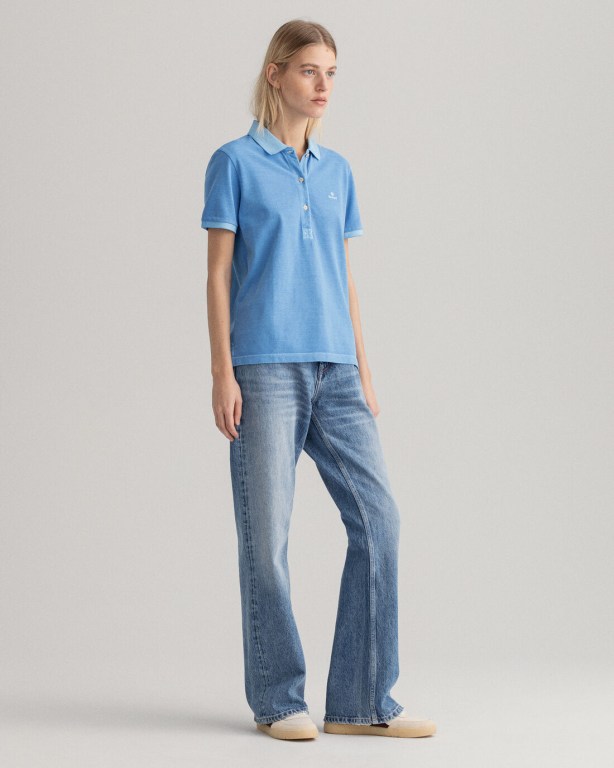 Gant Sunfaded Piqué Women's Polos Silver Blue | Zr2YWppYITf