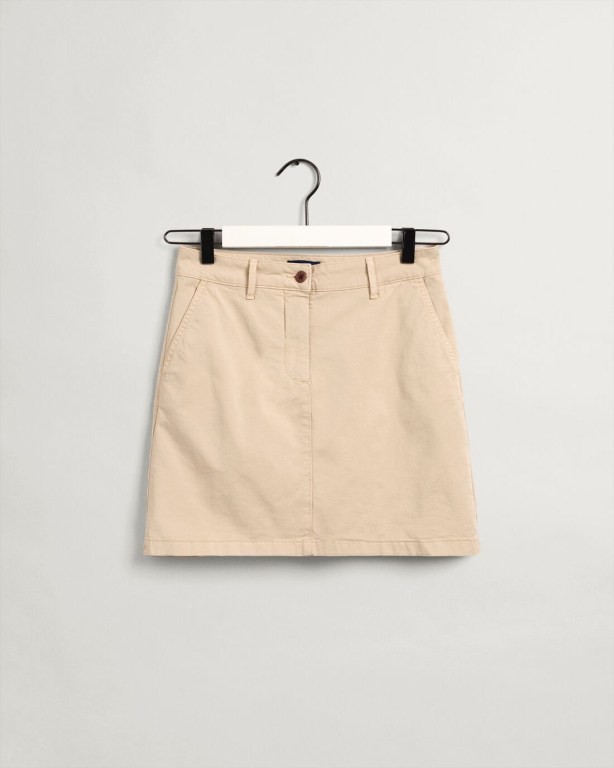 Gant Sunfaded Short Chino Skirt Women\'s Shorts Beige | 8rGNff4nZaU