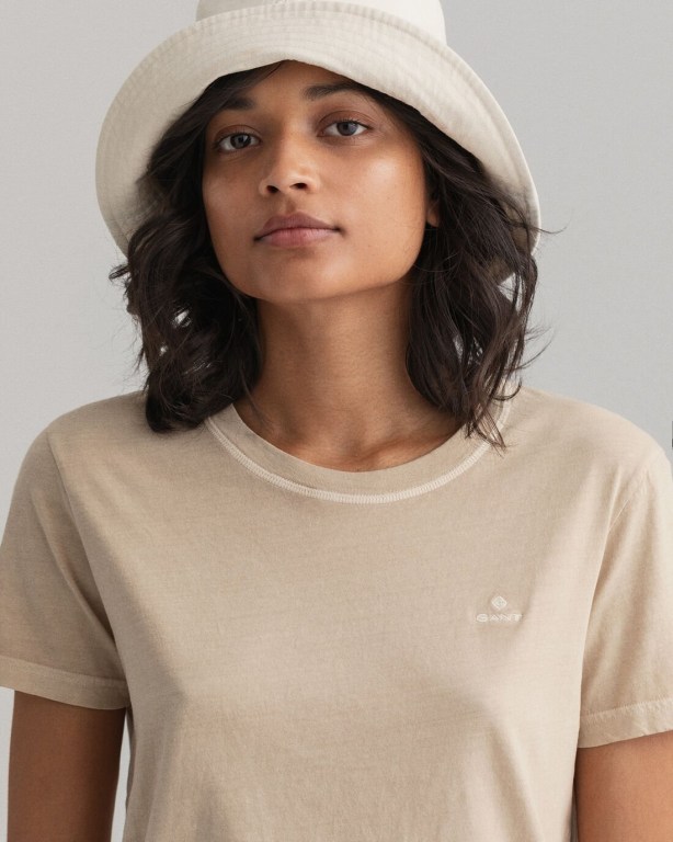 Gant Sunfaded Women's T-shirts Beige | dHMCkSFLDRg