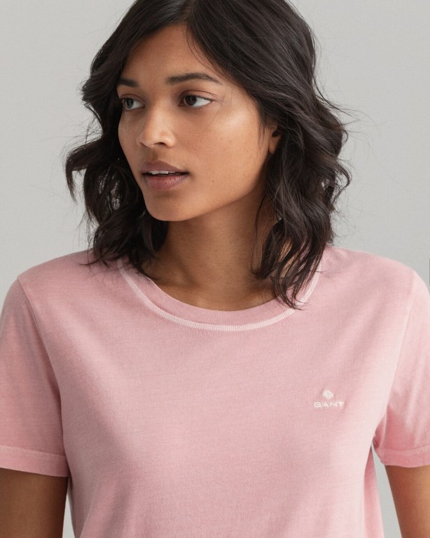 Gant Sunfaded Women's T-shirts Pink | rH4sfoZdFqC