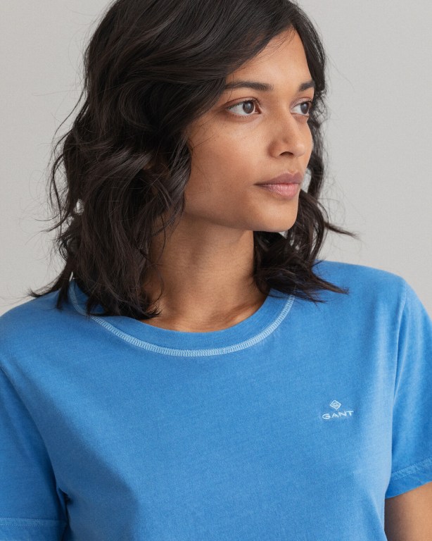 Gant Sunfaded Women's T-shirts Silver Blue | RsbyE7259Ei