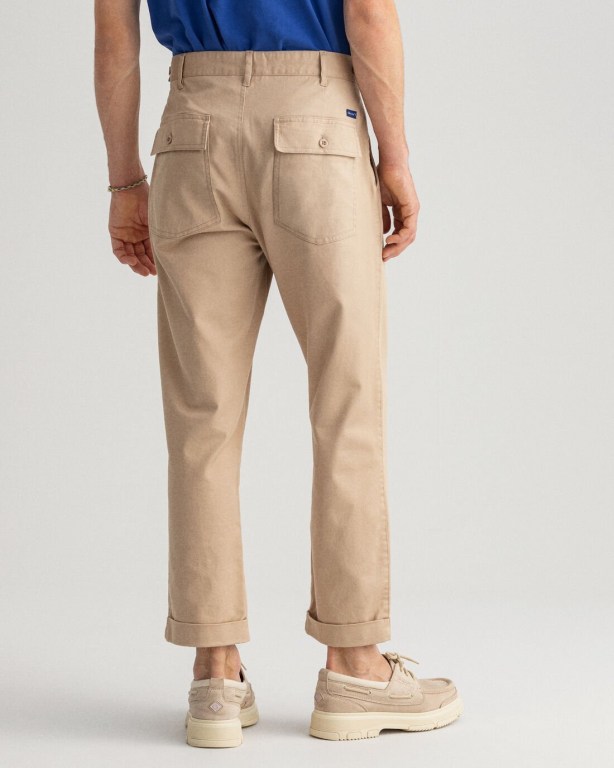 Gant Tapered Cotton Chinos Men's Pants Dark Khaki | T2PpNw13l3B