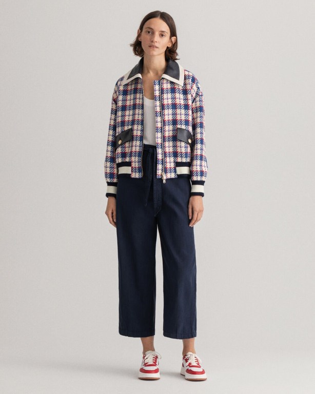 Gant Tie Belt Fluid Cropped Women's Pants Blue | ssSjDAEotih