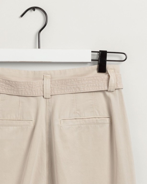 Gant Tie Belt Fluid Women's Shorts Beige | 7k5twk58Nxi