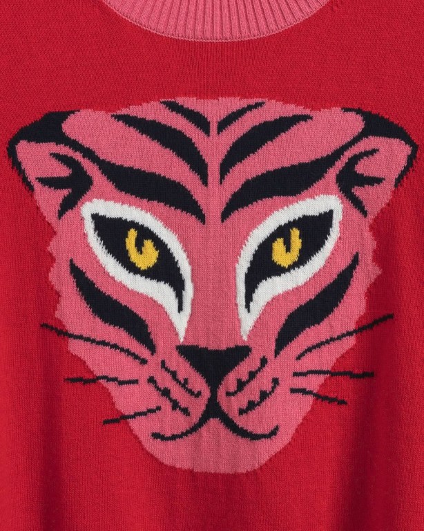 Gant Tigress Intarsia Crew Neck Women's Crew Neck Jumpers Light Red | KlYpia0iLZS