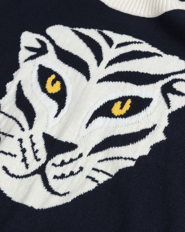 Gant Tigress Intarsia Crew Neck Women's Crew Neck Jumpers Blue | uEeyDf5AhyW