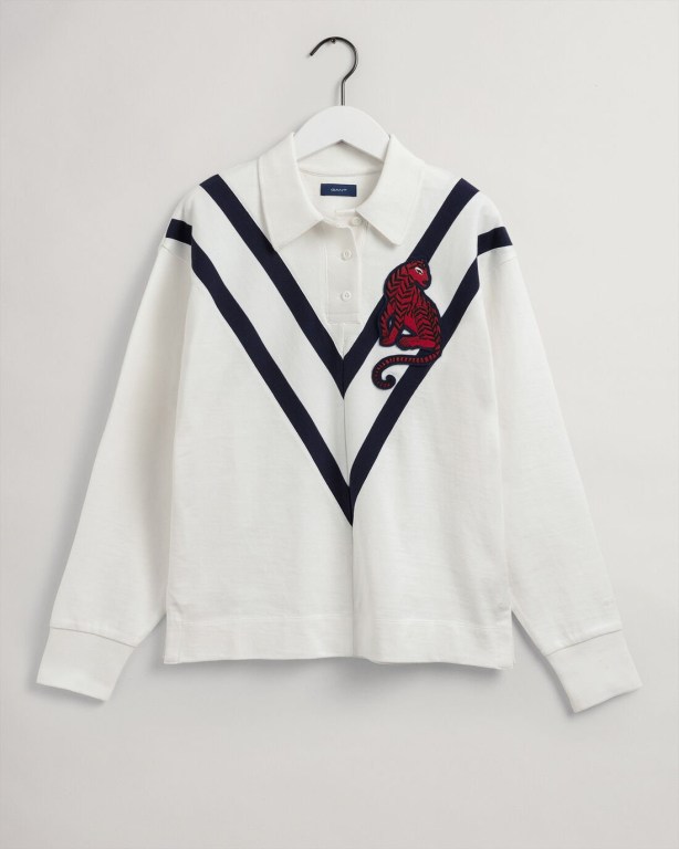 Gant Tigress Stripe Heavy Women's Rugby Shirts White | fPC4cCYiLFq