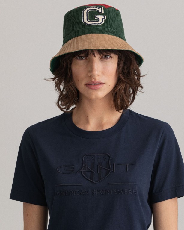 Gant Tonal Archive Shield Women's T-shirts Blue | DBD82aYWmXp