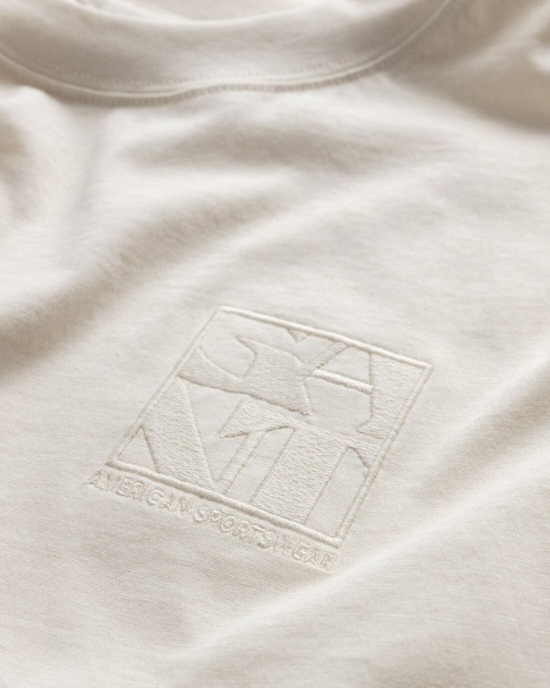 Gant Tonal Embroidered Quadrat Logo Women's T-shirts White | V70sdoeKHIO