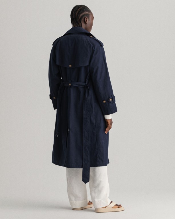 Gant Trench Women's Coats Blue | 90V05CY7f7s