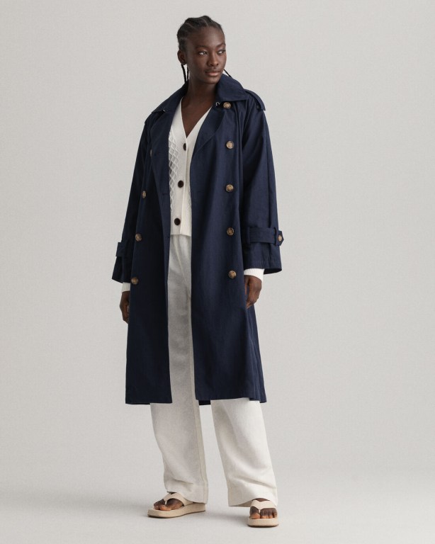 Gant Trench Women's Coats Blue | 90V05CY7f7s