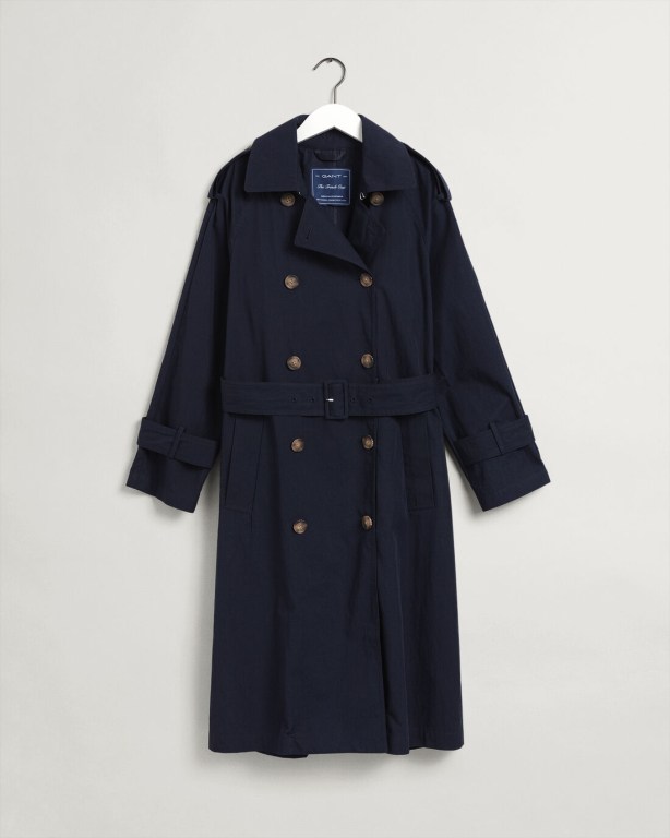 Gant Trench Women's Coats Blue | 90V05CY7f7s