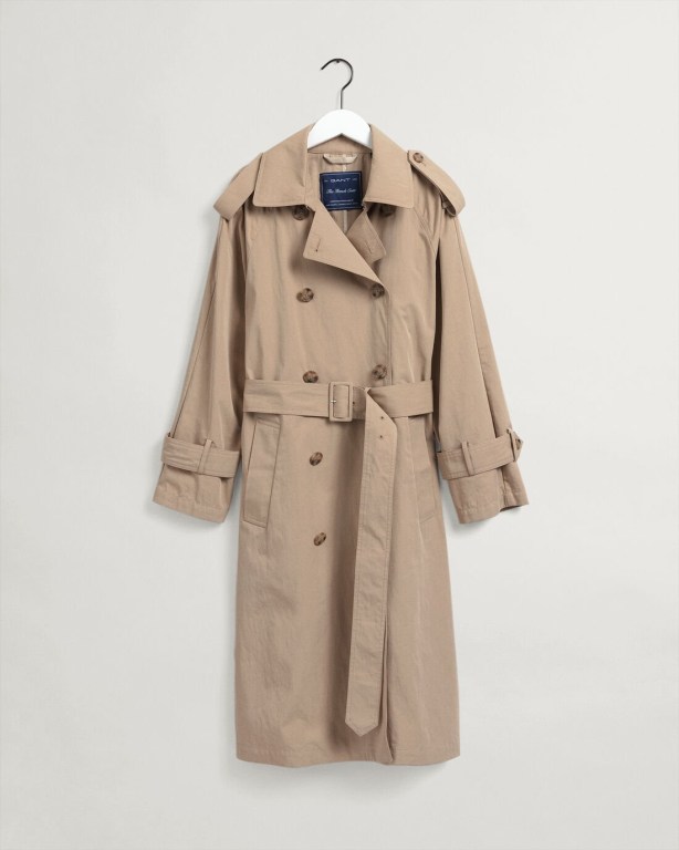 Gant Trench Women's Coats Dark Khaki | GWKNT7ofPpC