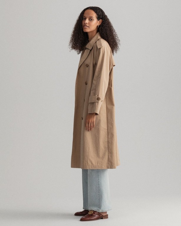 Gant Trench Women's Coats Dark Khaki | GWKNT7ofPpC