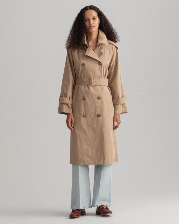 Gant Trench Women's Coats Dark Khaki | GWKNT7ofPpC