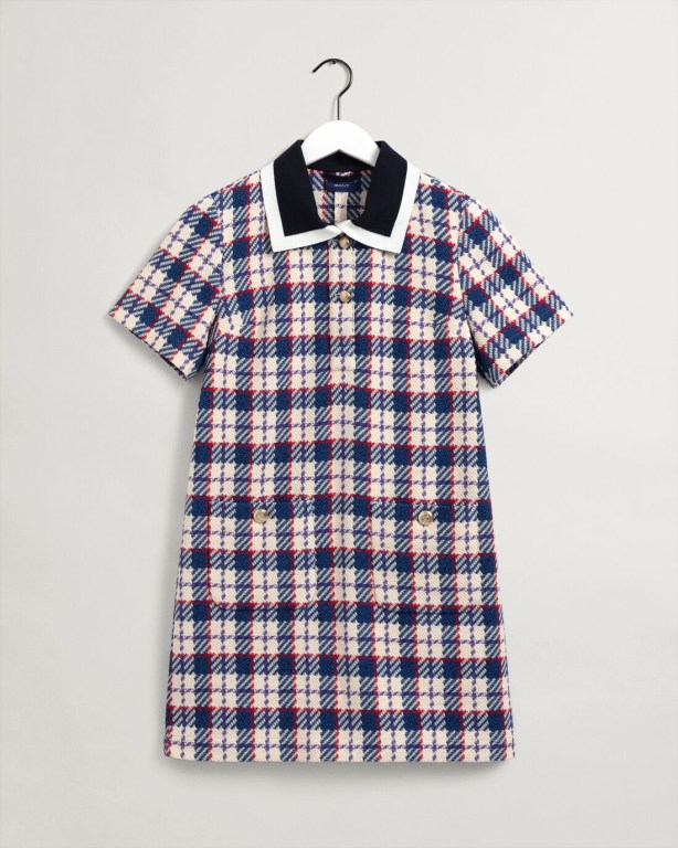 Gant Tweed Rugger Women's Dresses Blue | gmeA9yp1dT8