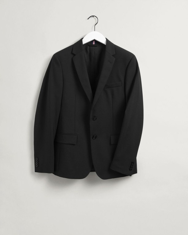 Gant Twill Suit Men's Blazers Black | Bc0ZJl2QRXp