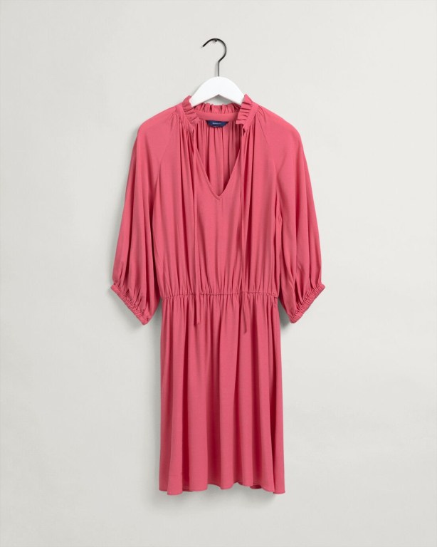 Gant V-Neck Women's Dresses Rose | UvrGD9kuBYH