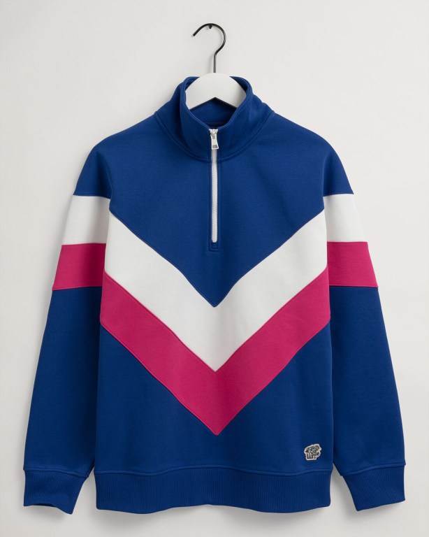 Gant V Stripe Tiger Half-Zip Men's Sweatshirts Blue | qzZD0rxhdqs