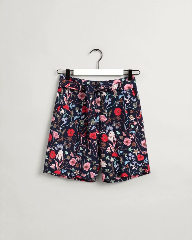 Gant Wild Floral Belt Women's Shorts Blue | RWMH9RIbuq9