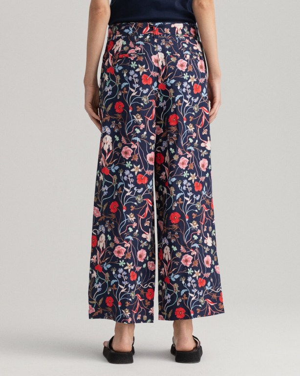 Gant Wild Floral Print Belt Cropped Women's Pants Blue | QNyehvvFihg