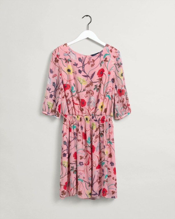 Gant Wild Floral Print Boatneck Women's Dresses Pink | 9Qc51TXvj4S