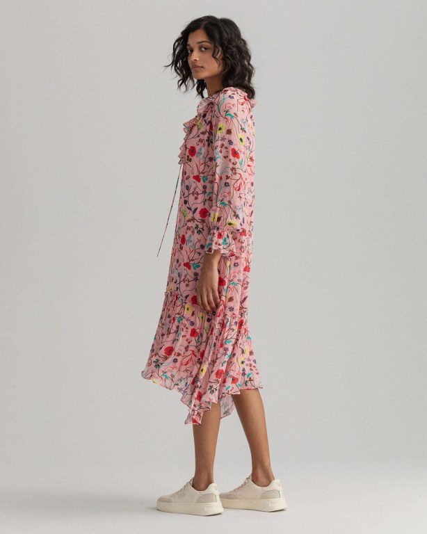 Gant Wild Floral Print Flounce Women's Dresses Pink | dd9lylFDh6j