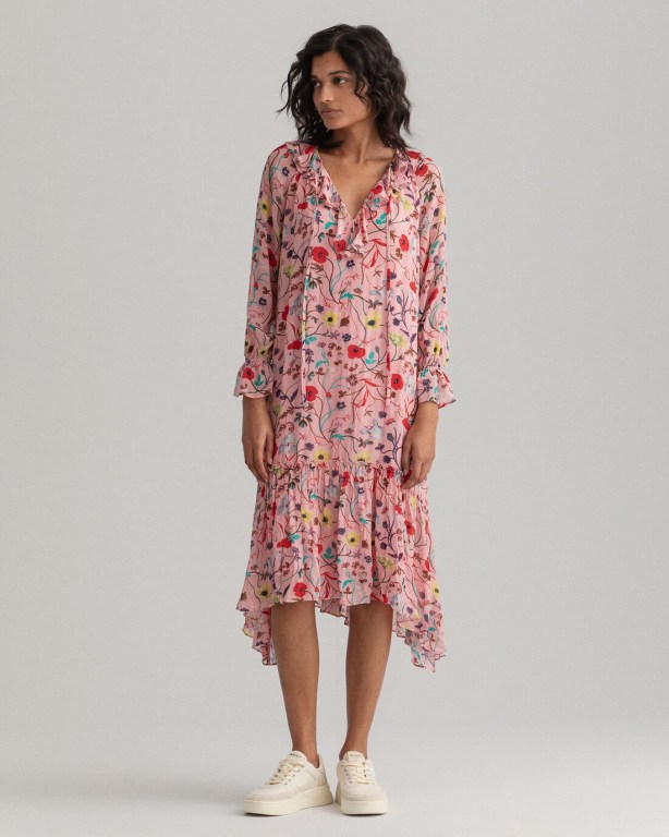 Gant Wild Floral Print Flounce Women's Dresses Pink | dd9lylFDh6j