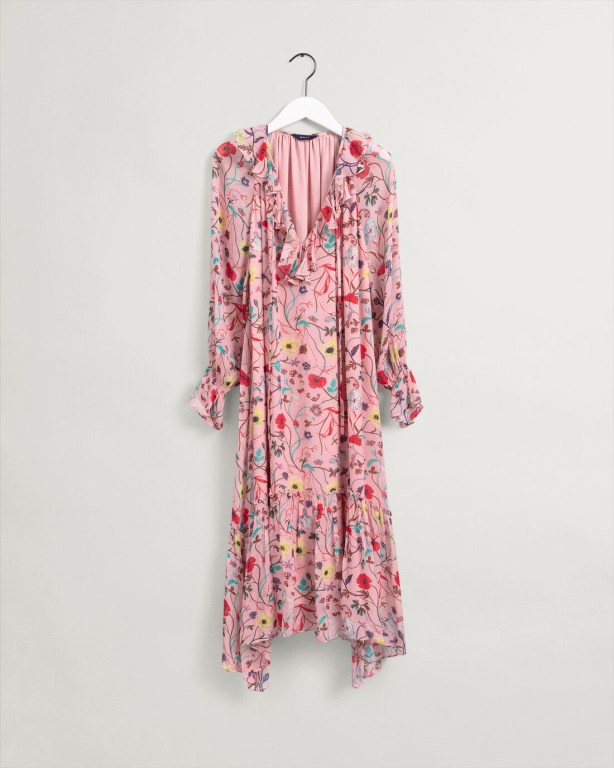 Gant Wild Floral Print Flounce Women's Dresses Pink | dd9lylFDh6j