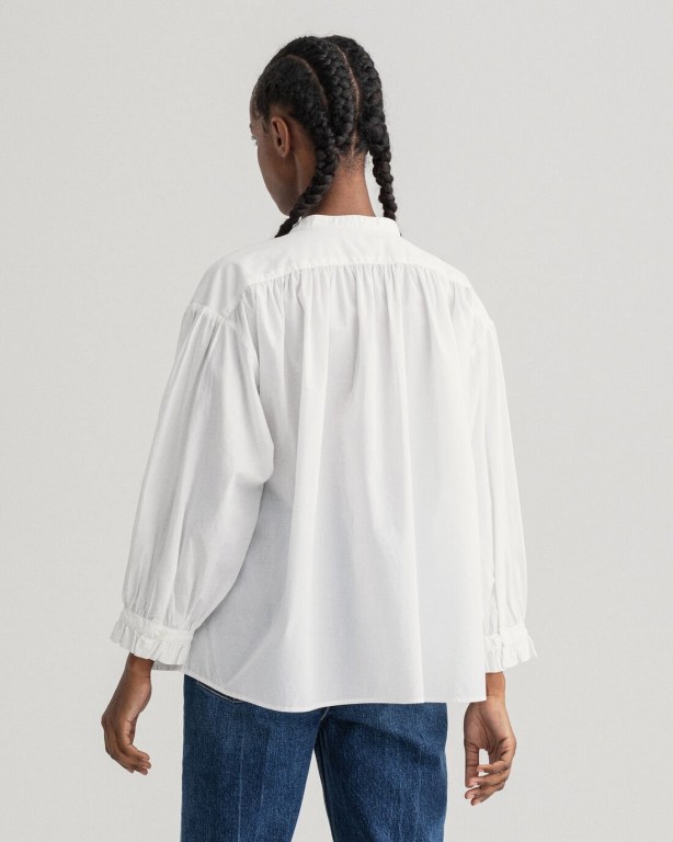 Gant Wrinkle Popover Women's Blouses White | kKbvGqRk753