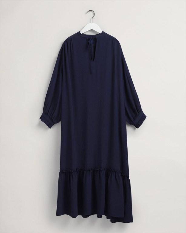 Gant Wrinkle Popover Women's Dresses Blue | K1wKtANyoC7